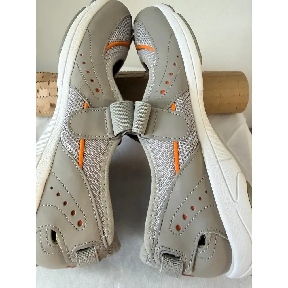 Ryka Mary Jane Sneakers Gray Orange Comfort Walking Shoes Womens 8